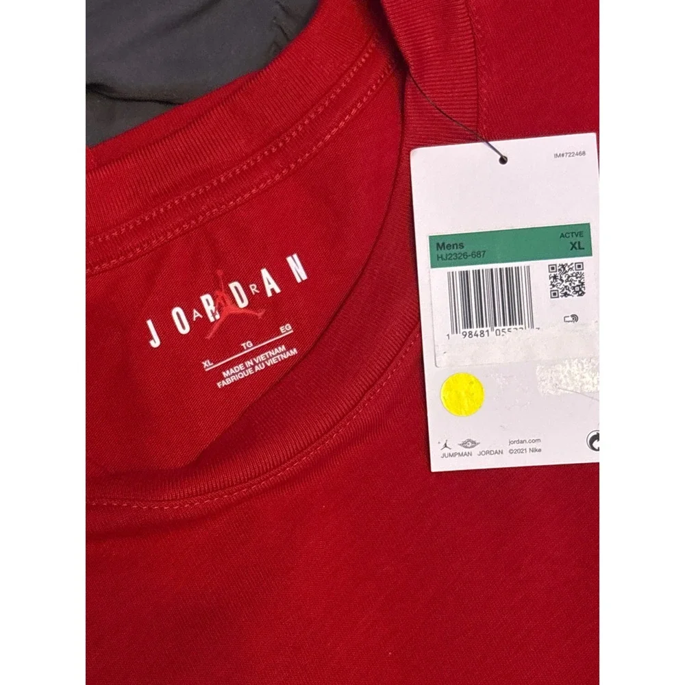 NEW Jordan Sneaker Patch T-Shirt Gym Red AJ1 HJ2326-687 Men's XL